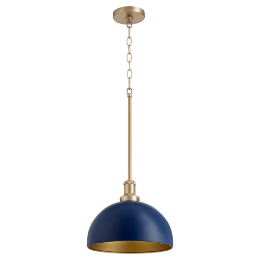 Quorum Home Quorum - 876-3280 - One Light Pendant - Blue w/ Aged Brass