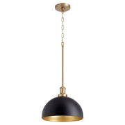Quorum Home Quorum - 876-6980 - One Light Pendant - Textured Black w/ Aged Brass