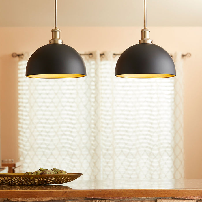 Quorum Home Quorum - 876-6980 - One Light Pendant - Textured Black w/ Aged Brass
