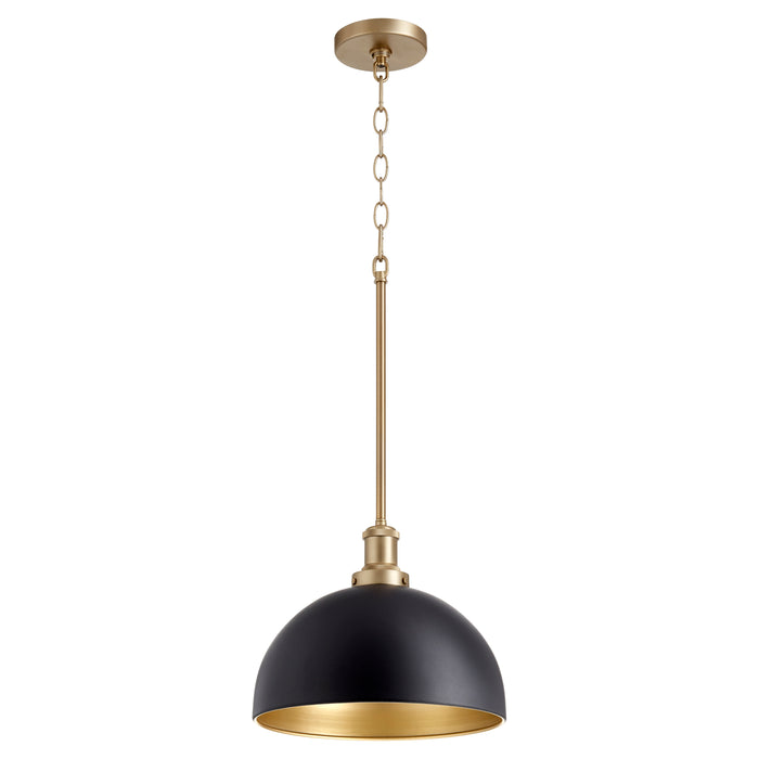 Quorum Home Quorum - 876-6980 - One Light Pendant - Textured Black w/ Aged Brass