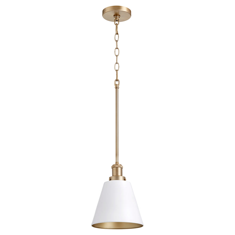 Quorum Home Quorum - 877-0880 - One Light Pendant - Studio White w/ Aged Brass
