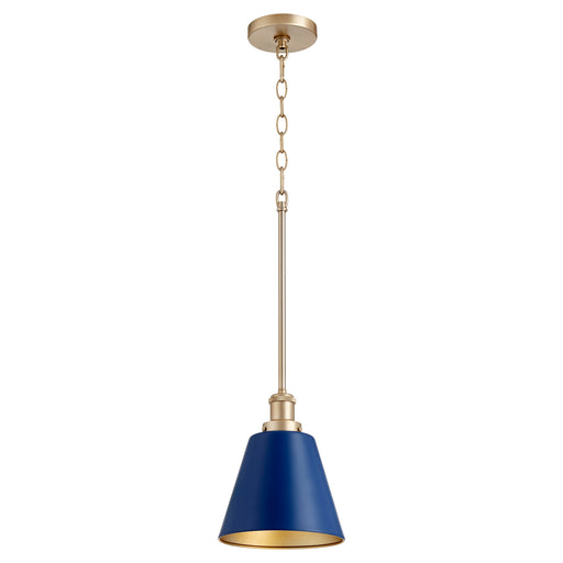 Quorum Home Quorum - 877-3280 - One Light Pendant - Blue w/ Aged Brass