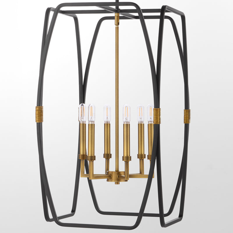 BISHOP 28" 6 Light Entry Matte Black / Brushed Brass