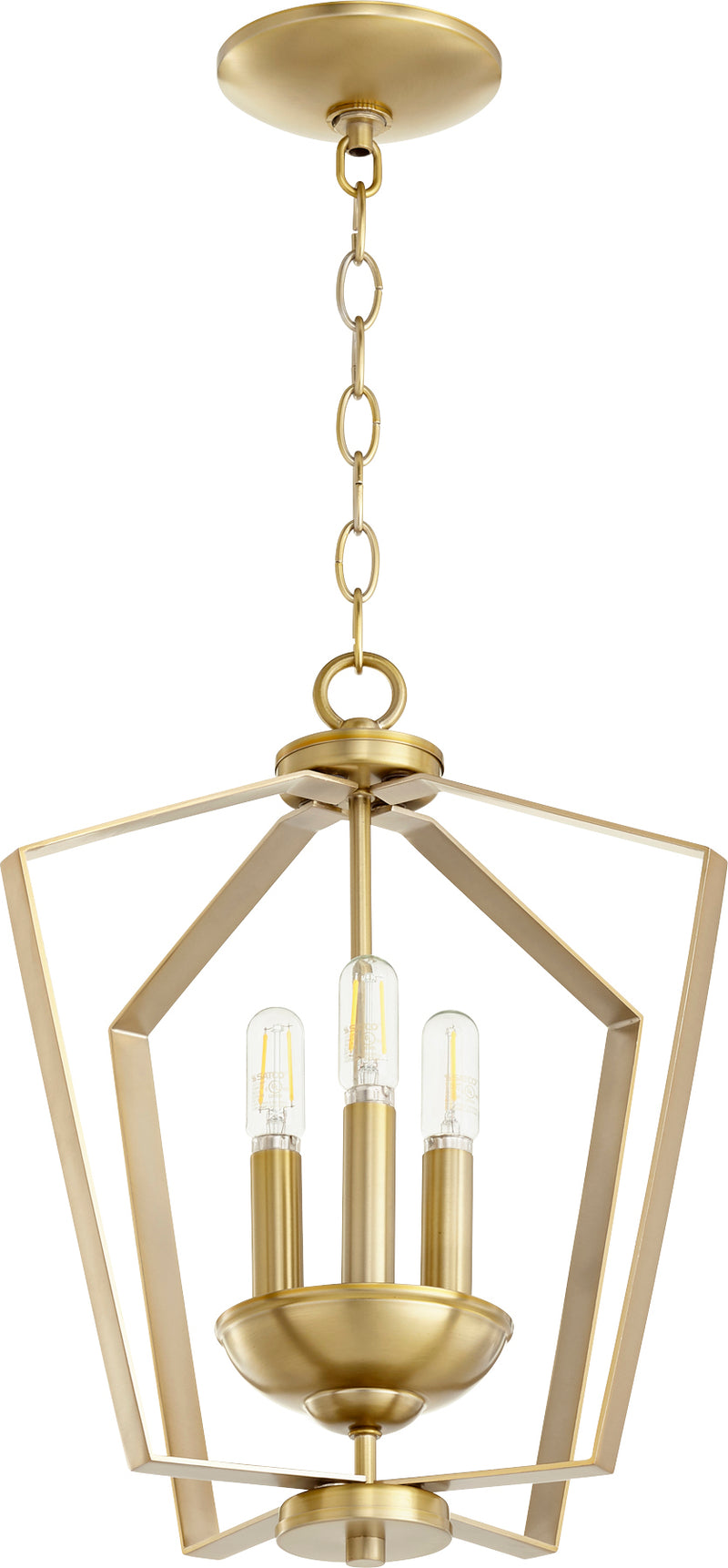 Quorum Home Quorum - 894-3-80 - Three Light Entry Pendant - Aged Brass