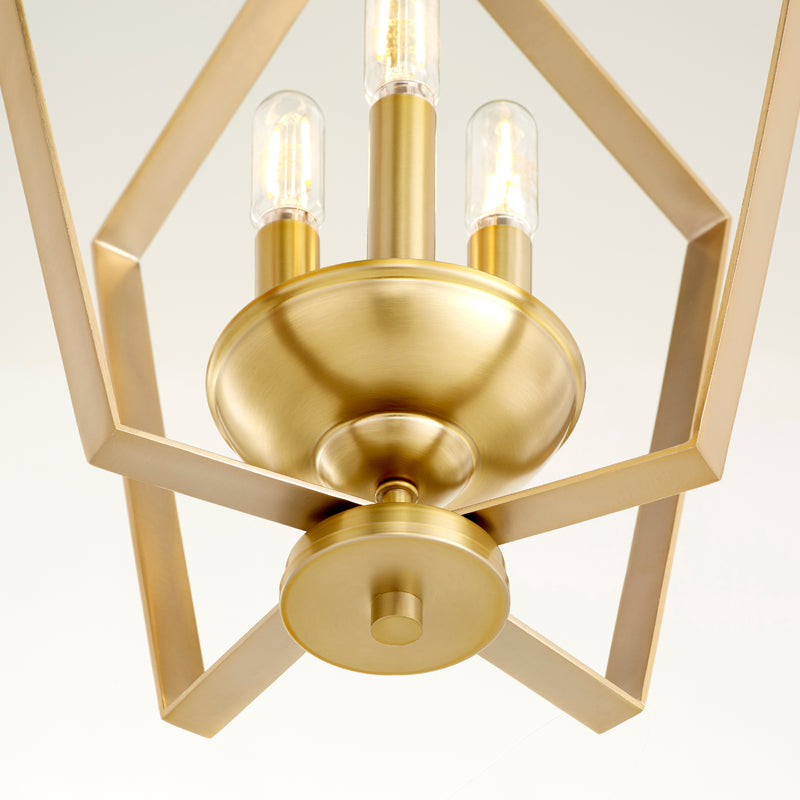 Quorum Home Quorum - 894-3-80 - Three Light Entry Pendant - Aged Brass