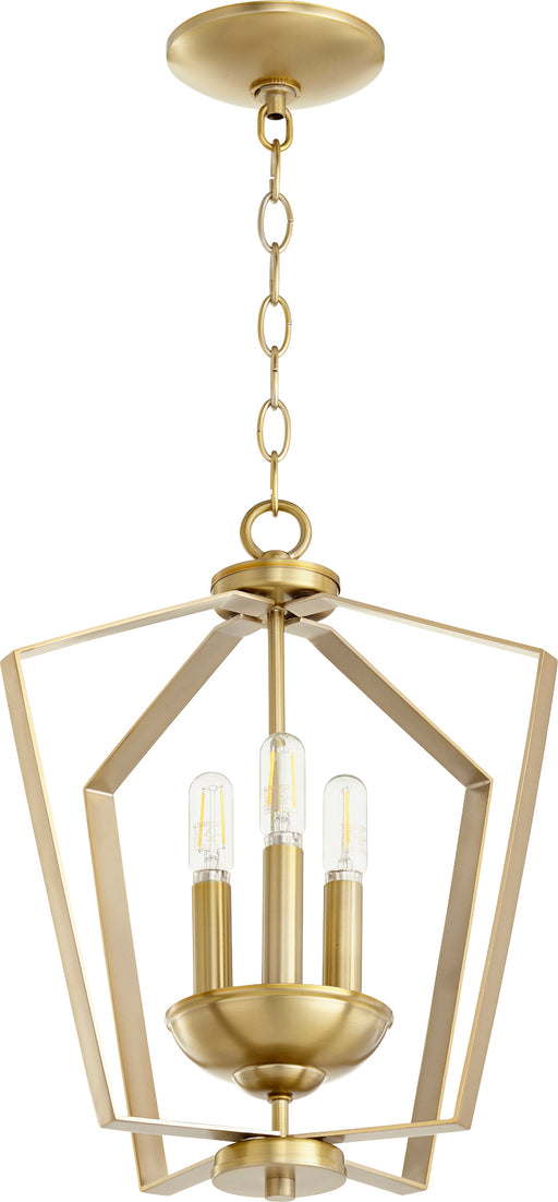 Quorum Home Quorum - 894-3-80 - Three Light Entry Pendant - Aged Brass