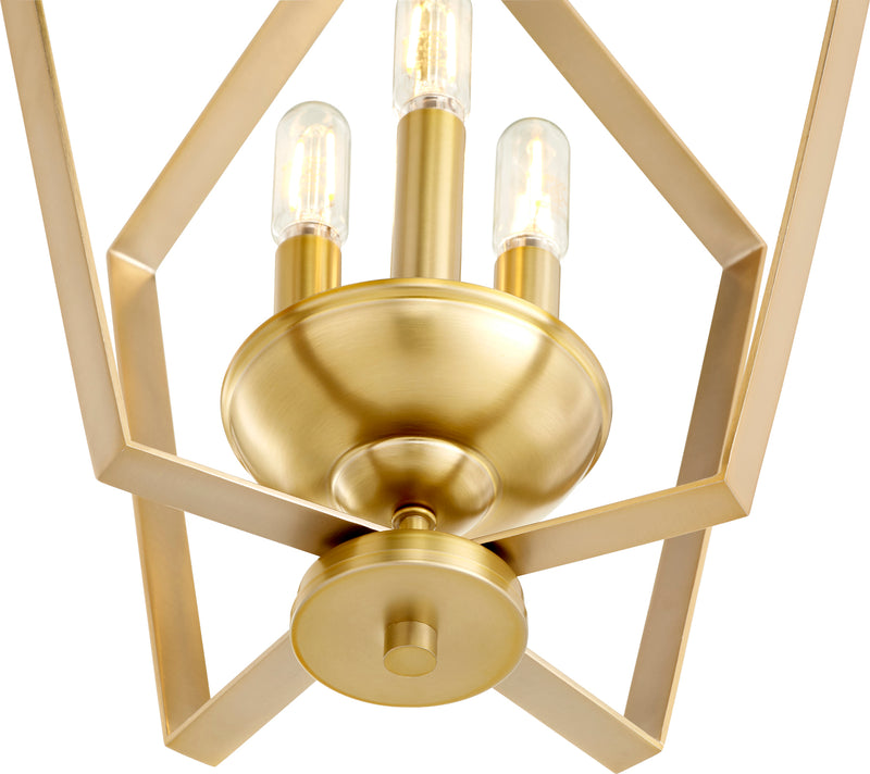 Quorum Home Quorum - 894-3-80 - Three Light Entry Pendant - Aged Brass