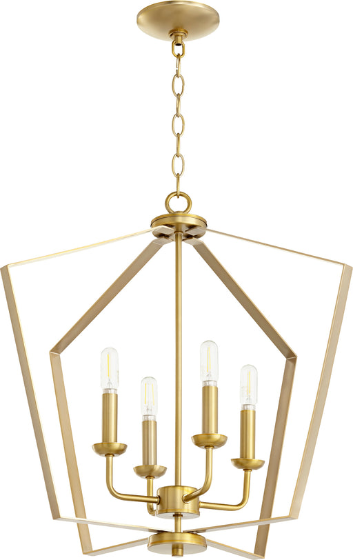Quorum Home Quorum - 894-4-80 - Four Light Entry Pendant - Aged Brass