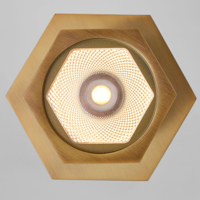 KORBA 1 Light 5CCT LED Hexagon Bullet - Brushed Brass