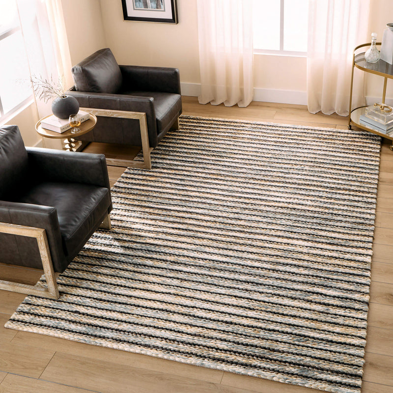 Natural Luxe Blue Ivory Stripe - N1015 - 5' x 8'