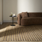 Natural Luxe Beige Plum Brown Stripe - N1021 - 5' x 8'