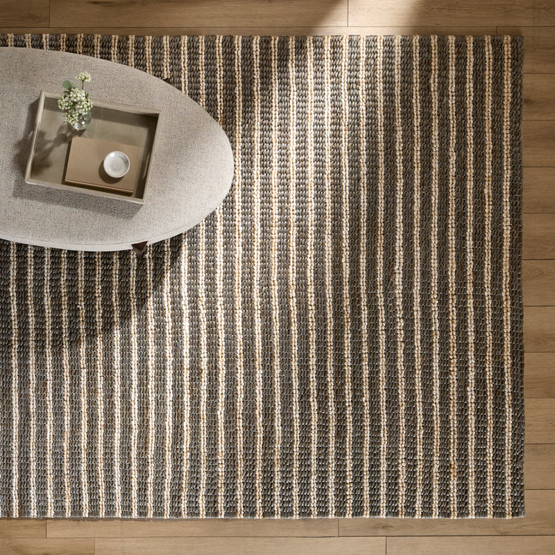 Natural Luxe Gray Ivory Stripe - N1022 - 3' x 8' Runner