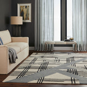 Sachin Black Ivory Geometric - N2007 - 5' x 8'