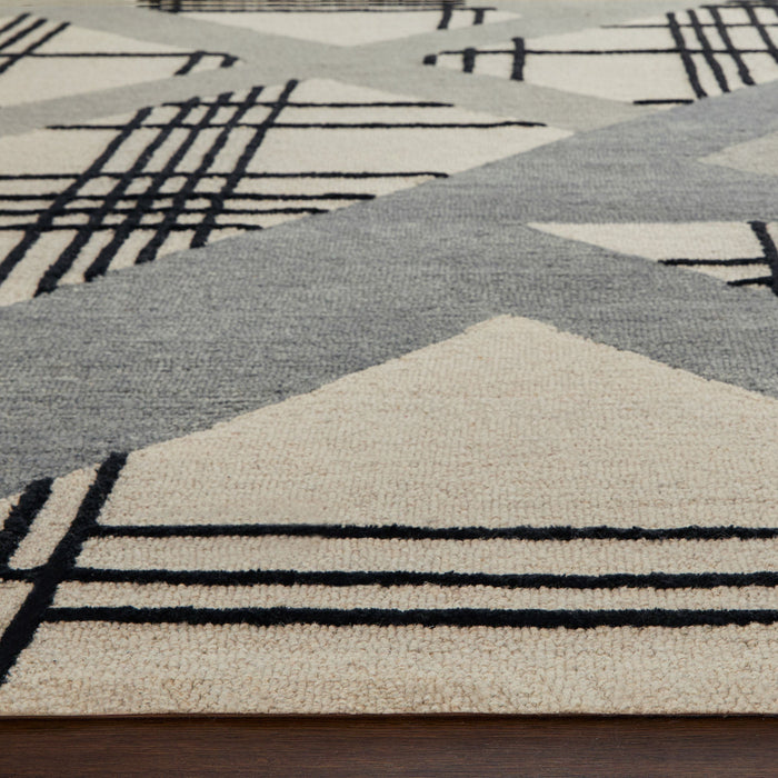 Sachin Black Ivory Geometric - N2007 - 2' x 3'