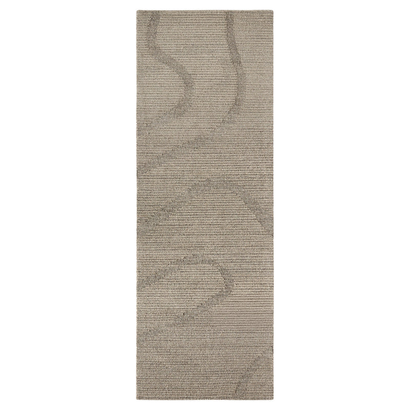 Contempo Charcoal Brown Beige Stripe Swirl - N2010 - 3' x 10' Runner
