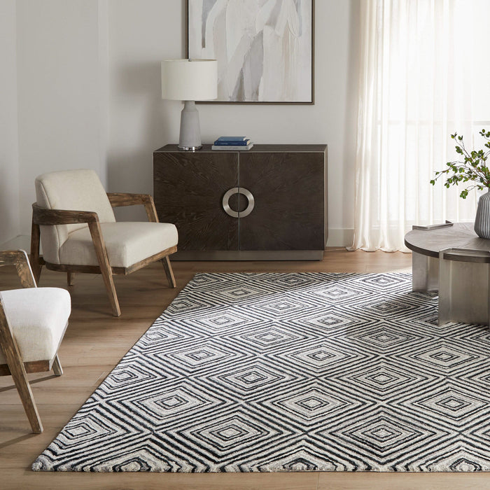 Vani Black Ivory Geometric - N5023 - 5' x 8'