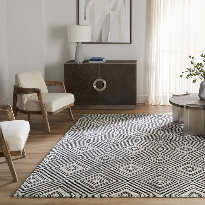 Vani Black Ivory Geometric - N5023 - 7' x 9'