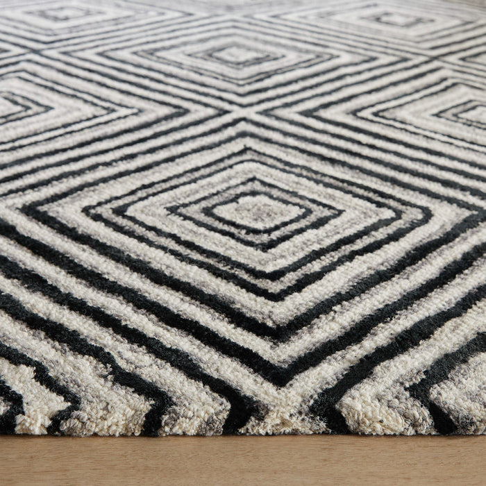Vani Black Ivory Geometric - N5023 - 7' x 9'