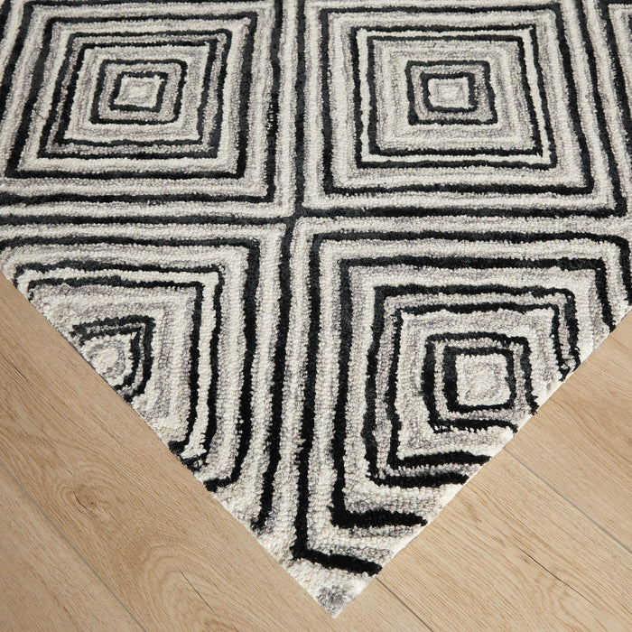 Vani Black Ivory Geometric - N5023 - 5' x 8'