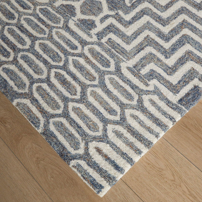 Mitra Blue Geometric - N5041 - 5' x 8'
