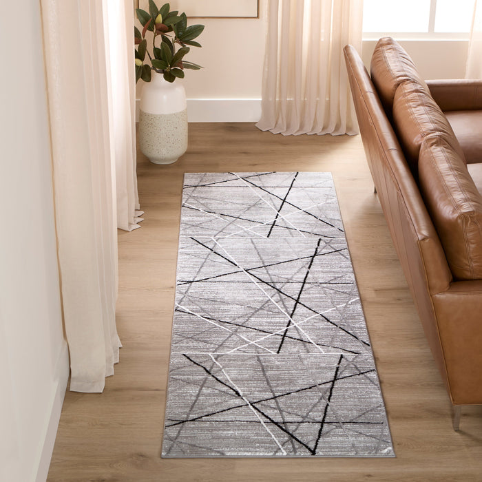 Sesia Gray Linear Geometric - R1002 - 3' x 8' Runner