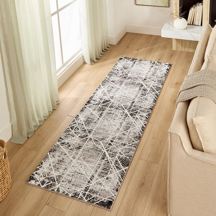 Sesia Black Ivory Linear Geometric - R1003 - 3' x 8' Runner
