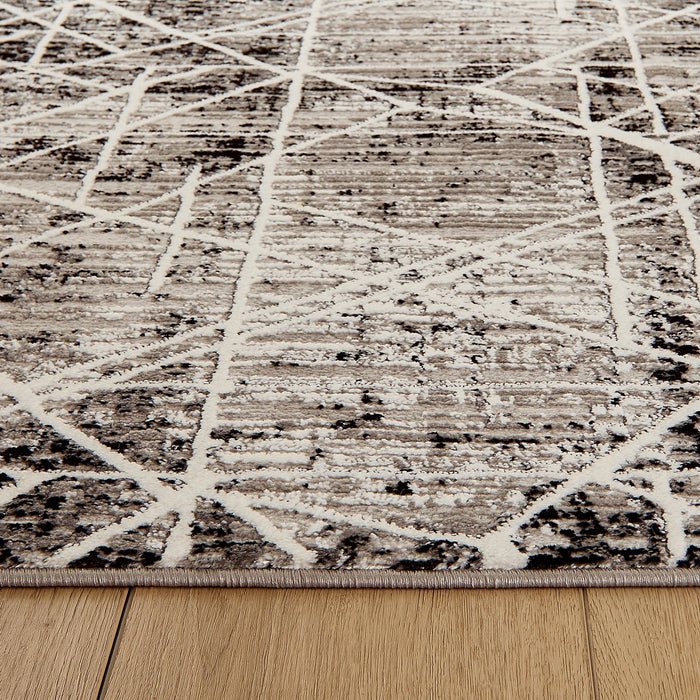 Sesia Black Ivory Linear Geometric - R1003 - 3' x 8' Runner