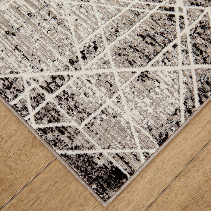 Sesia Black Ivory Linear Geometric - R1003 - 3' x 8' Runner