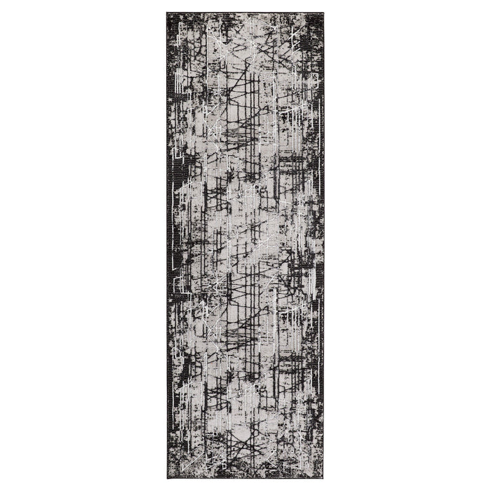 Sesia Black Ivory Linear Geometric - R1004 - 3' x 8' Runner