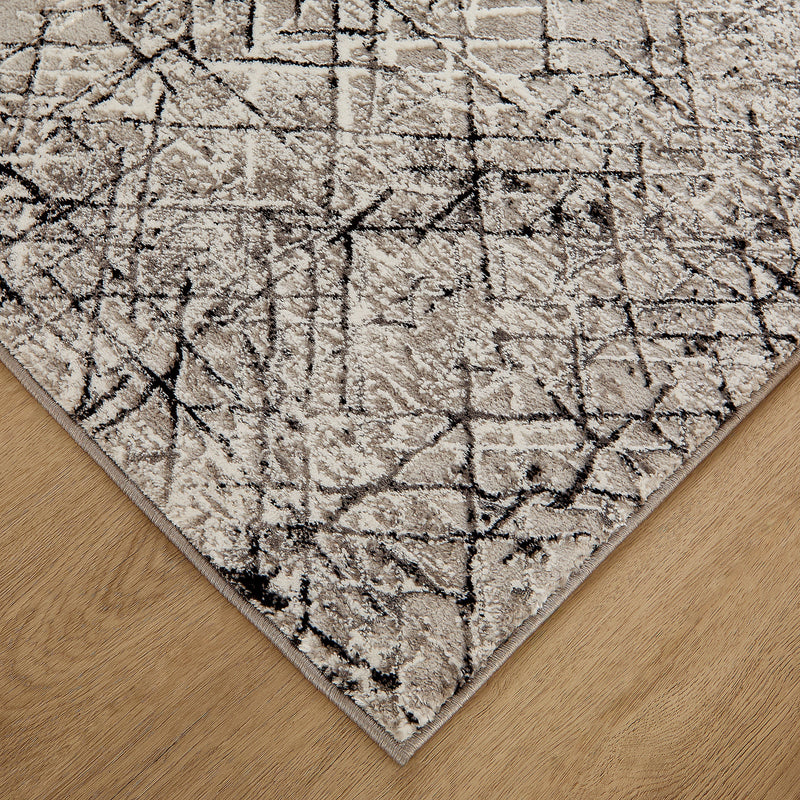 Sesia Black Gray Linear Geometric - R1006 - 3' x 8' Runner