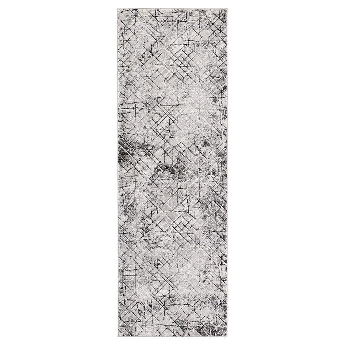 Sesia Black Gray Linear Geometric - R1006 - 3' x 8' Runner
