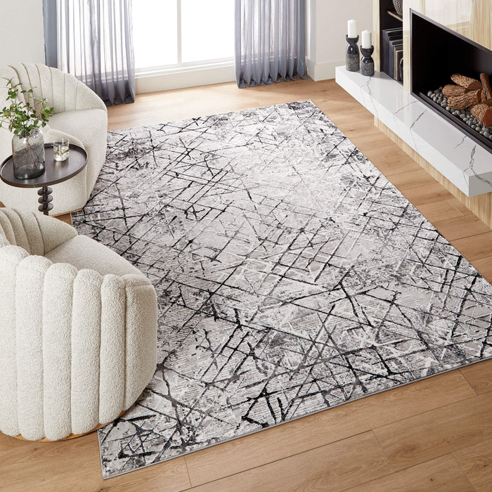 Sesia Black Gray Linear Geometric - R1006 - 5' x 8'