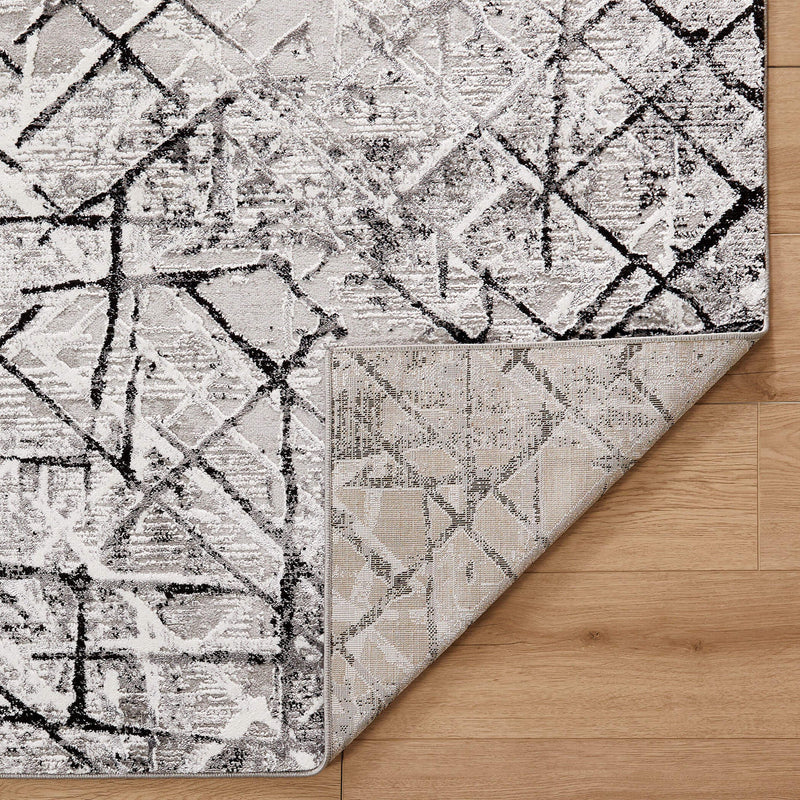 Sesia Black Gray Linear Geometric - R1006 - 5' x 8'