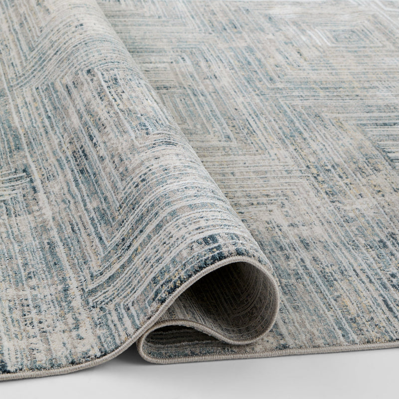 Metro Stone Navy Linear Geometric - R1014 - 5' x 8'