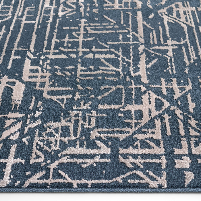 Metro Indigo Stone Abstract Linear - R1015 - 2' x 8'