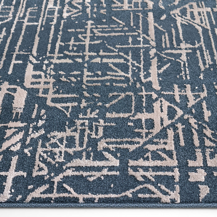 Metro Indigo Stone Abstract Linear - R1015 - 6' x 9'