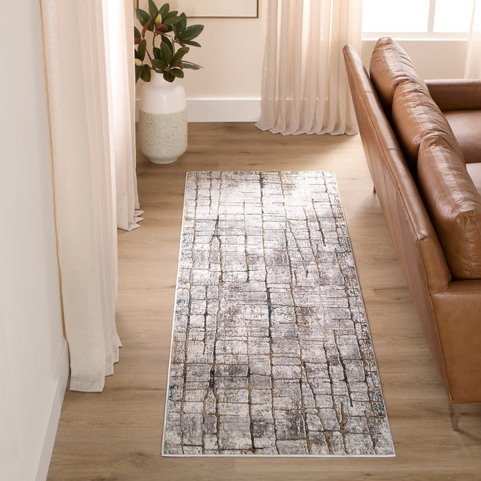 Adara Gray Blue Painterly - T2001 - 3' x 8' Runner