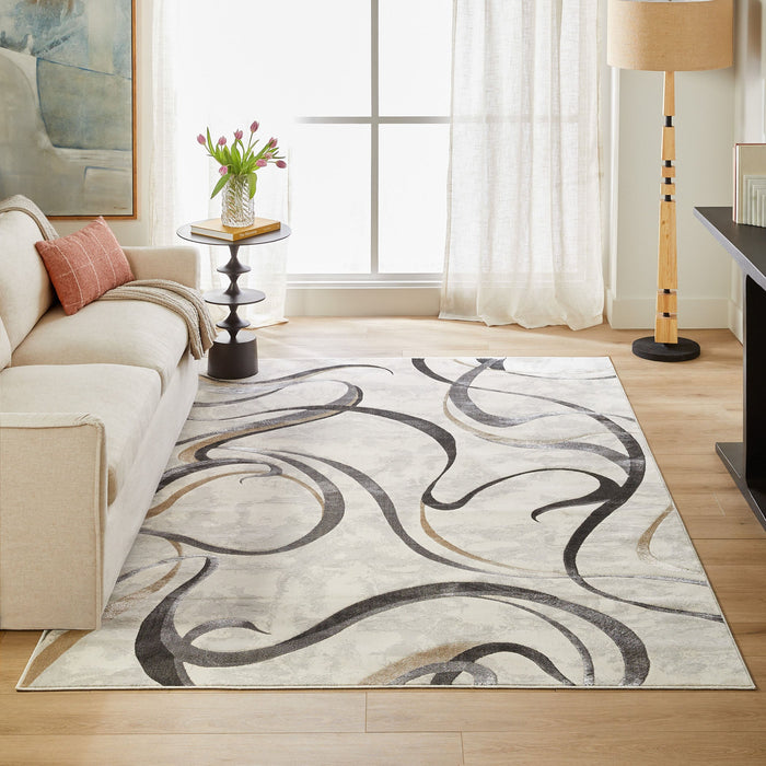Fatima Gray Black Swirl - T2027 - 5' x 8'