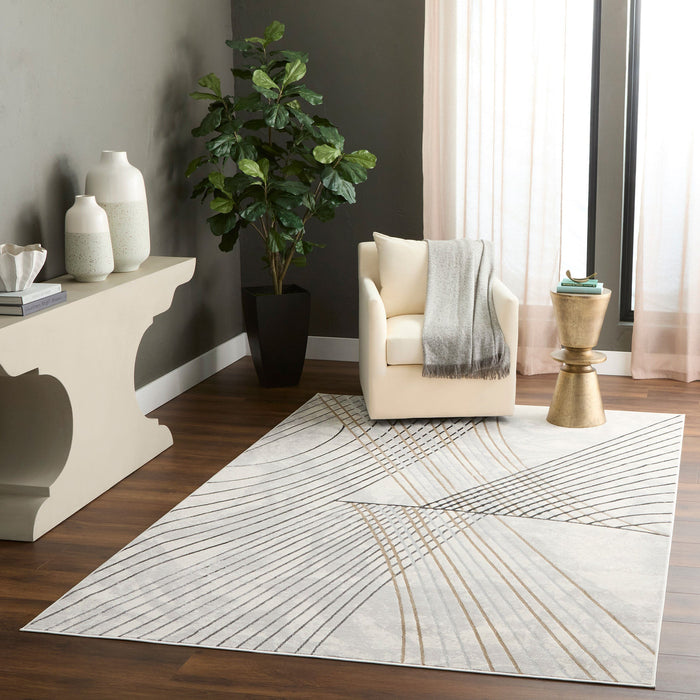 Fatima Gray Black Linear Geometric - T2031 - 8' x 11'