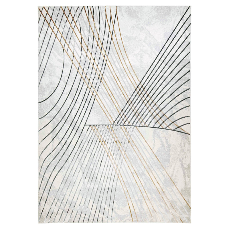 Fatima Gray Black Linear Geometric - T2031 - 5' x 8'