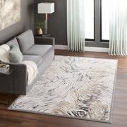 Fatima Black Beige Linear Swirl - T2033 - 5' x 8'