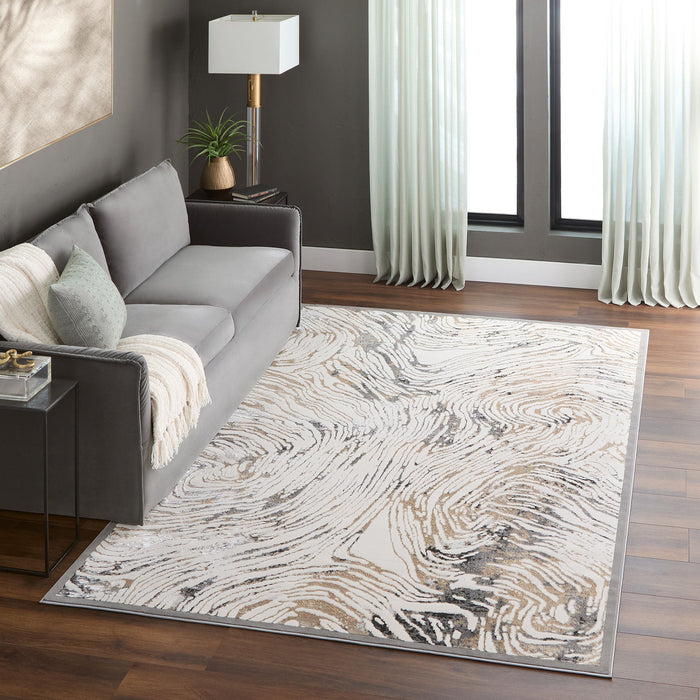 Fatima Black Beige Linear Swirl - T2033 - 7' x 9'