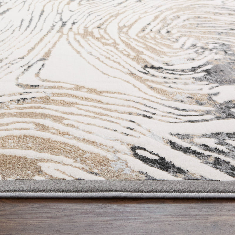 Fatima Black Beige Linear Swirl - T2033 - 5' x 8'