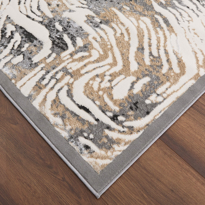 Fatima Black Beige Linear Swirl - T2033 - 8' x 11'