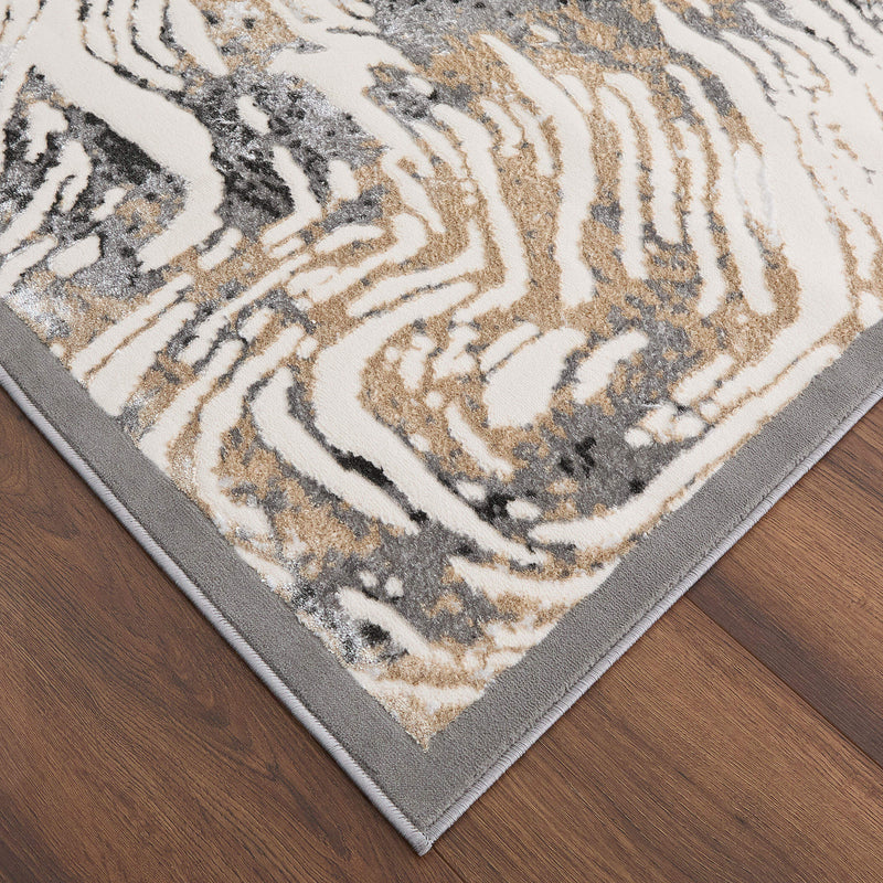 Fatima Black Beige Linear Swirl - T2033 - 5' x 8'