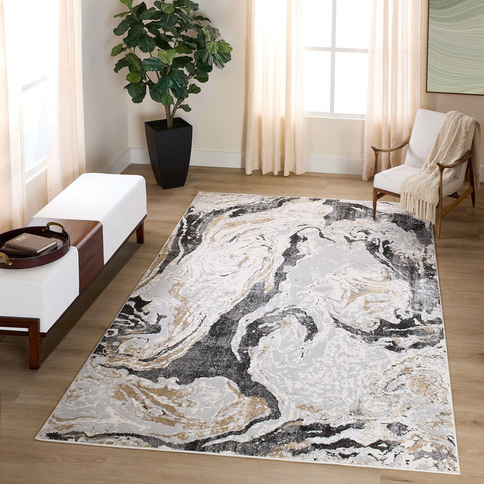 Fatima Gray Black Marbled - T2034 - 2' x 3'