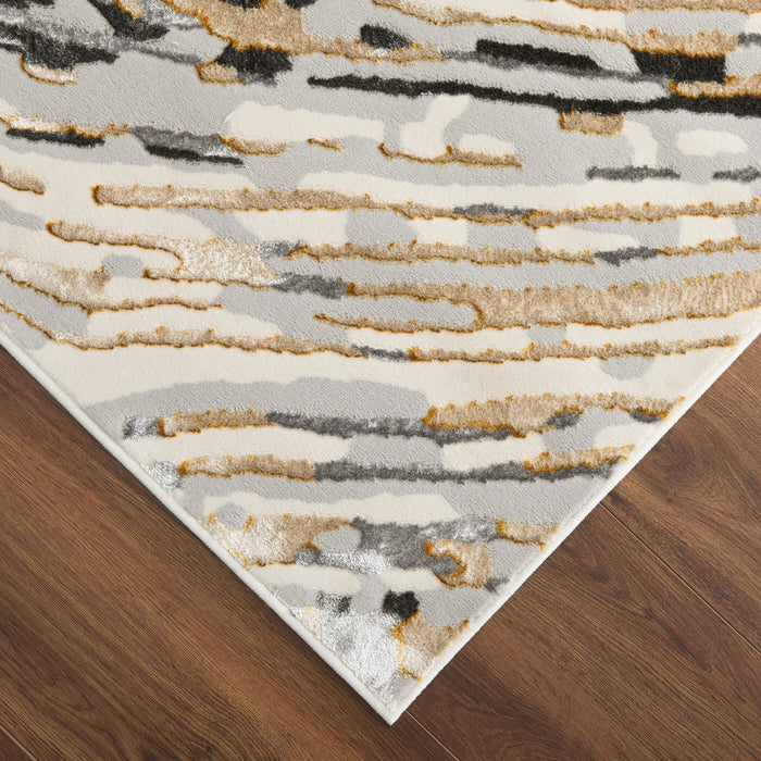 Fatima Gray Black Linear Swirl - T2036 - 8' x 11'