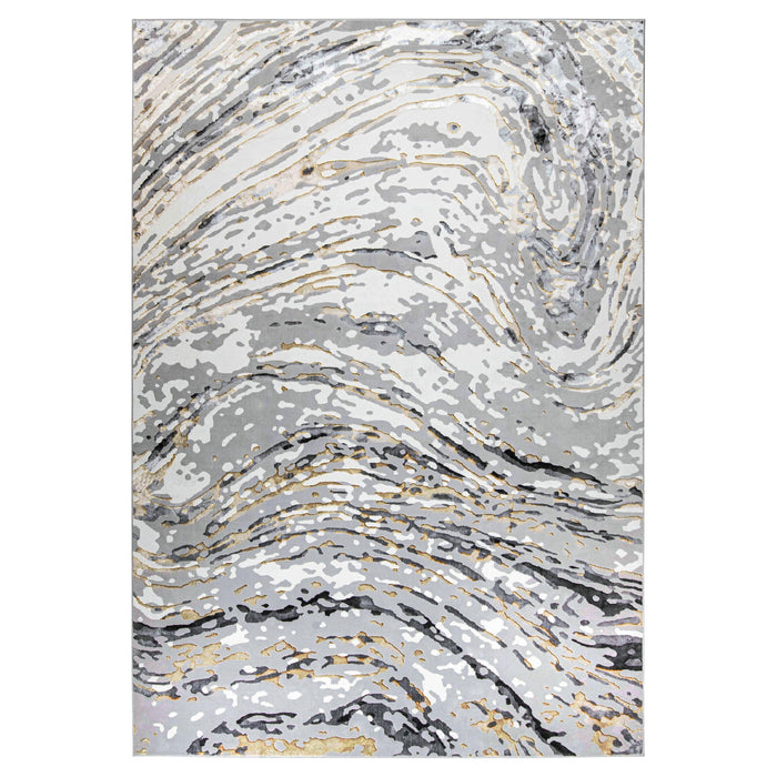 Fatima Gray Black Linear Swirl - T2036 - 5' x 8'