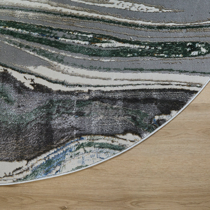 Zaria Gray Blue Marbled - T2063 - 7' Round