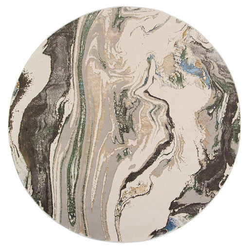 Zaria Gray Blue Marbled - T2063 - 5' Round